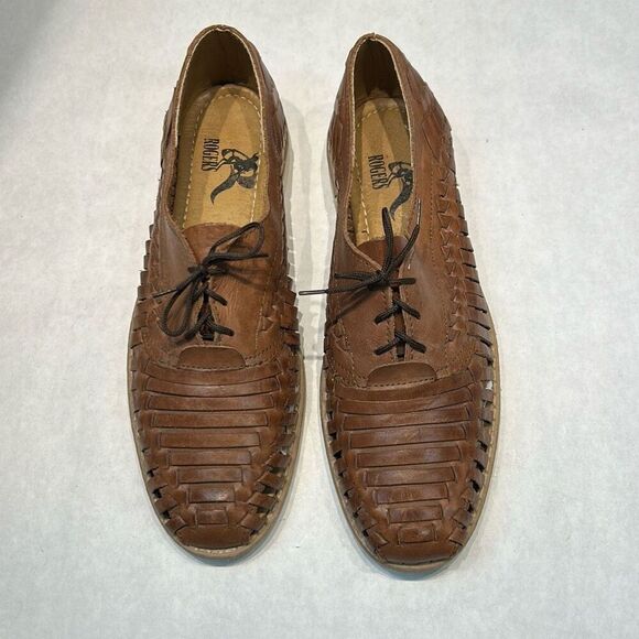 Rogers Leather Huarache Shoes Sandals Woven Mens Sz 8.5 Womens Sz 10 MEX Sz 27 - Picture 2 of 9